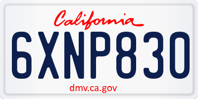 CA license plate 6XNP830