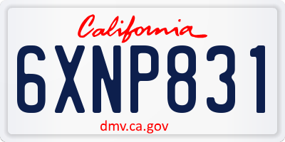 CA license plate 6XNP831