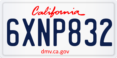 CA license plate 6XNP832