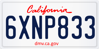CA license plate 6XNP833