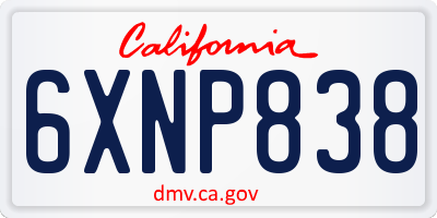 CA license plate 6XNP838