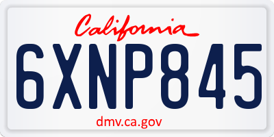 CA license plate 6XNP845