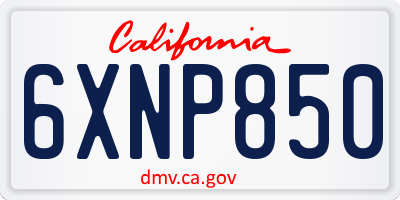 CA license plate 6XNP850
