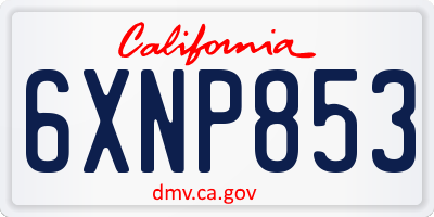 CA license plate 6XNP853