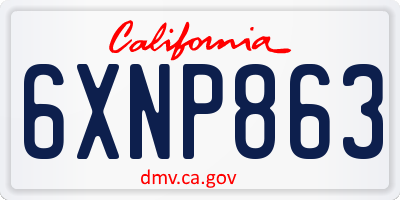 CA license plate 6XNP863