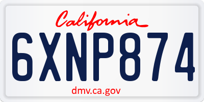CA license plate 6XNP874