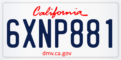 CA license plate 6XNP881