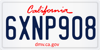 CA license plate 6XNP908