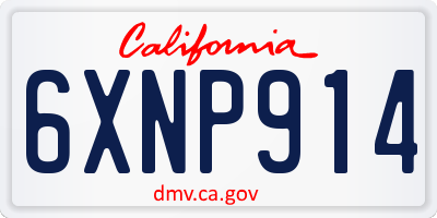 CA license plate 6XNP914