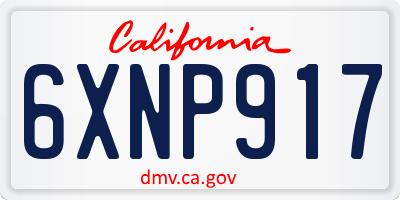 CA license plate 6XNP917