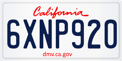 CA license plate 6XNP920