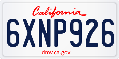 CA license plate 6XNP926