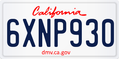 CA license plate 6XNP930