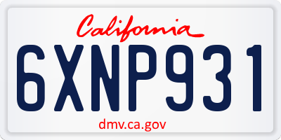 CA license plate 6XNP931