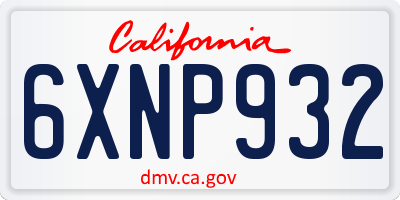 CA license plate 6XNP932