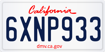 CA license plate 6XNP933