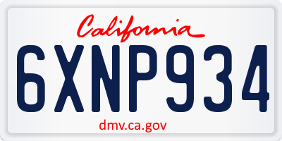 CA license plate 6XNP934