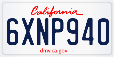 CA license plate 6XNP940