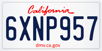 CA license plate 6XNP957