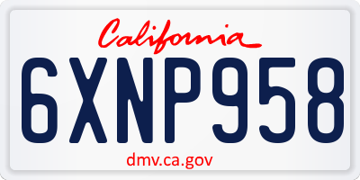 CA license plate 6XNP958