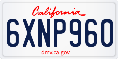 CA license plate 6XNP960