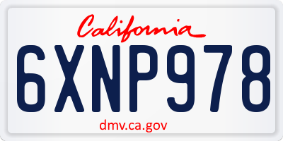 CA license plate 6XNP978