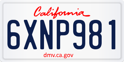 CA license plate 6XNP981