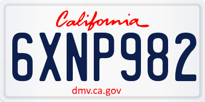 CA license plate 6XNP982