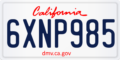 CA license plate 6XNP985