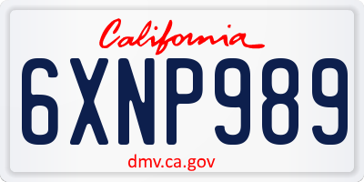 CA license plate 6XNP989