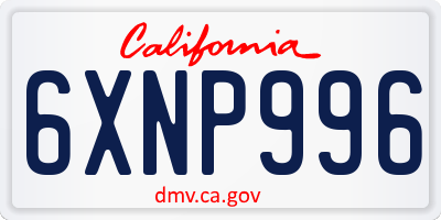CA license plate 6XNP996