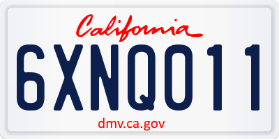 CA license plate 6XNQ011