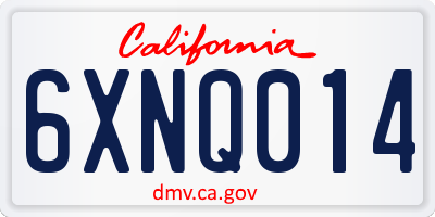 CA license plate 6XNQ014