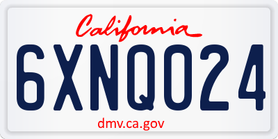 CA license plate 6XNQ024