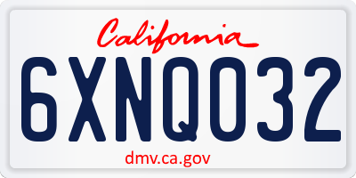CA license plate 6XNQ032