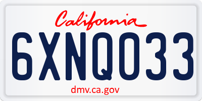 CA license plate 6XNQ033