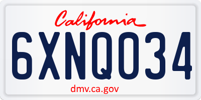 CA license plate 6XNQ034