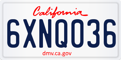 CA license plate 6XNQ036