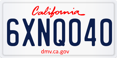 CA license plate 6XNQ040