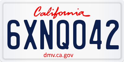 CA license plate 6XNQ042