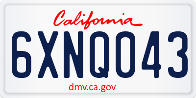 CA license plate 6XNQ043