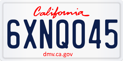 CA license plate 6XNQ045