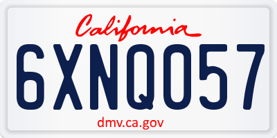 CA license plate 6XNQ057
