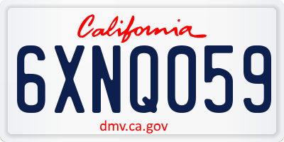 CA license plate 6XNQ059