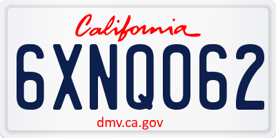 CA license plate 6XNQ062