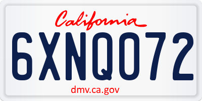 CA license plate 6XNQ072