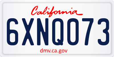 CA license plate 6XNQ073
