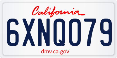 CA license plate 6XNQ079