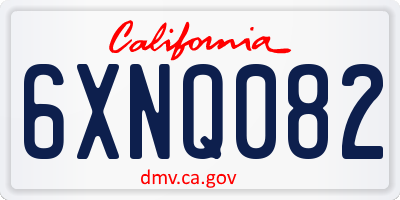 CA license plate 6XNQ082