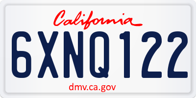 CA license plate 6XNQ122